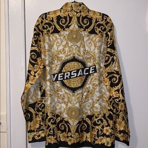 Versace Shirts - Versace Gold Hibiscus Print Long Sleeve Shirt Versace Shirts - Versace Gold Hibiscus Print Long Sleeve Shirt
